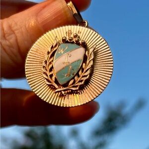 Vintage Sterling Silver Enamel WLI Life Member Crest  Pendant